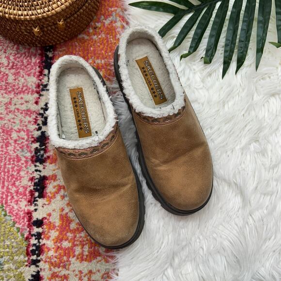 Skechers Shindigs Comfy Hour Platform Clog Mule 7 Y2K Style Slip On Tan Brown - Picture 2 of 11